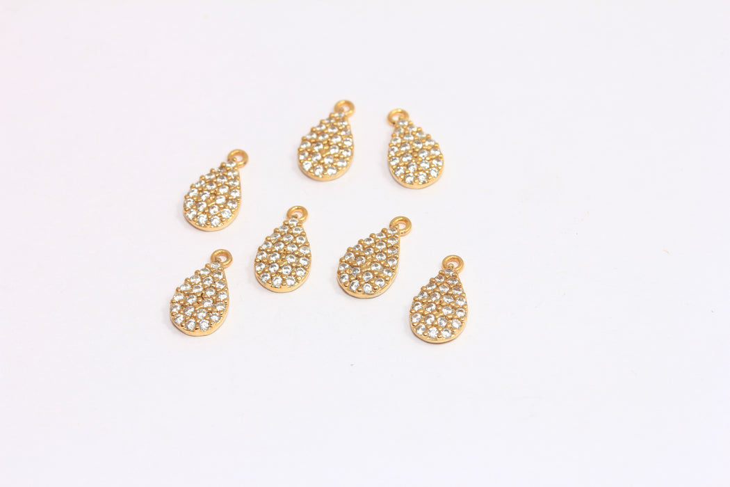 Shiny Gold CZ Drop Charms