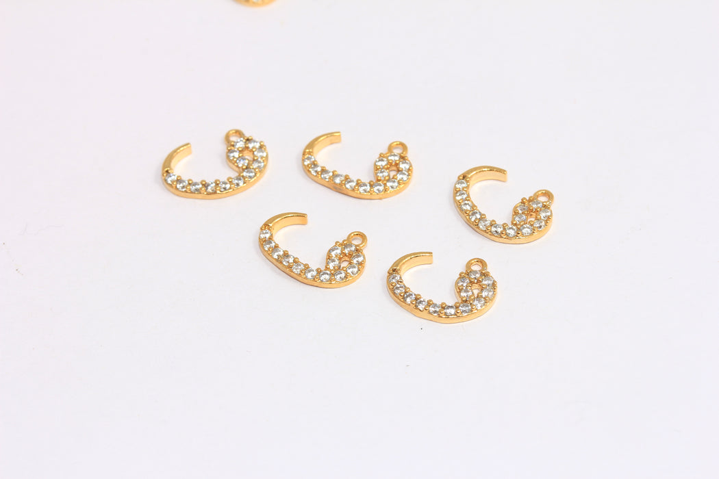 White Stone Zircon Letters, Arabic Symbol Charms