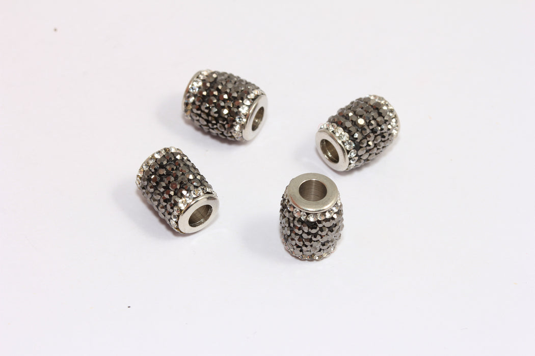 10x12 mm Rodyum Kaplamalı Tüp Boncuklar, Mikro Döşeme Siyah Taş Tüpler, CZ Tüp Takılar, ZRCN718