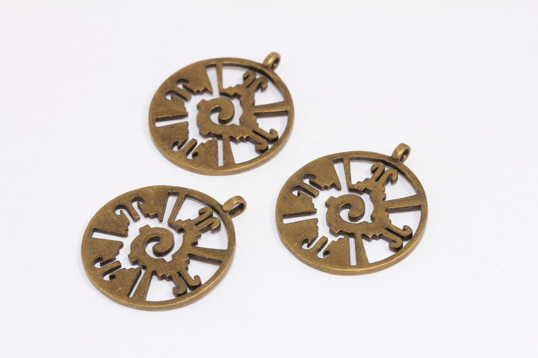 24 mm Antik Bronz Hunab Ku Tılsımları, Kelt Hunab Ku, Maya Kolye, MLS1141