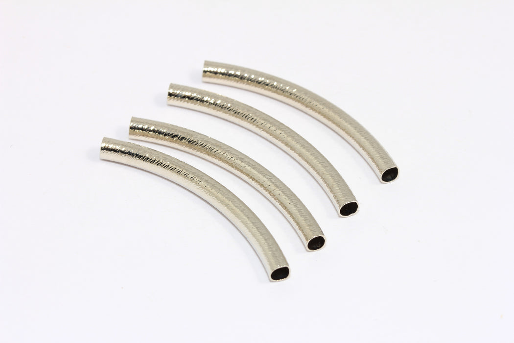 4x45 mm Rodyum Kaplamalı Manşet Tüpleri, Bilezik Bilekliği, Uzun Kavisli Tüpler, AE117