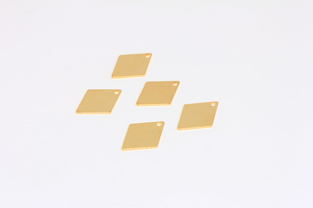 12x17mm 24k Shiny Gold Square Disc Beads, Stamping Blank, Square Disc Charms, AE121