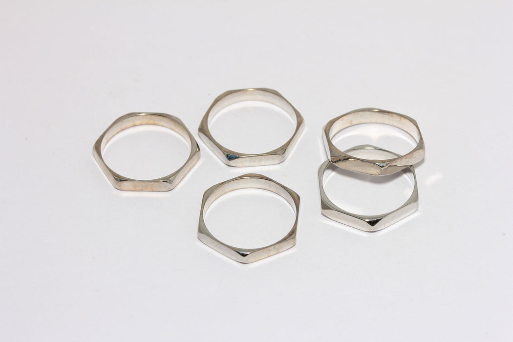 18 mm Rodyum Kaplama Petek Yüzük, Altıgen Yüzük Takıları, Bilezik Bağlantısı, AE106