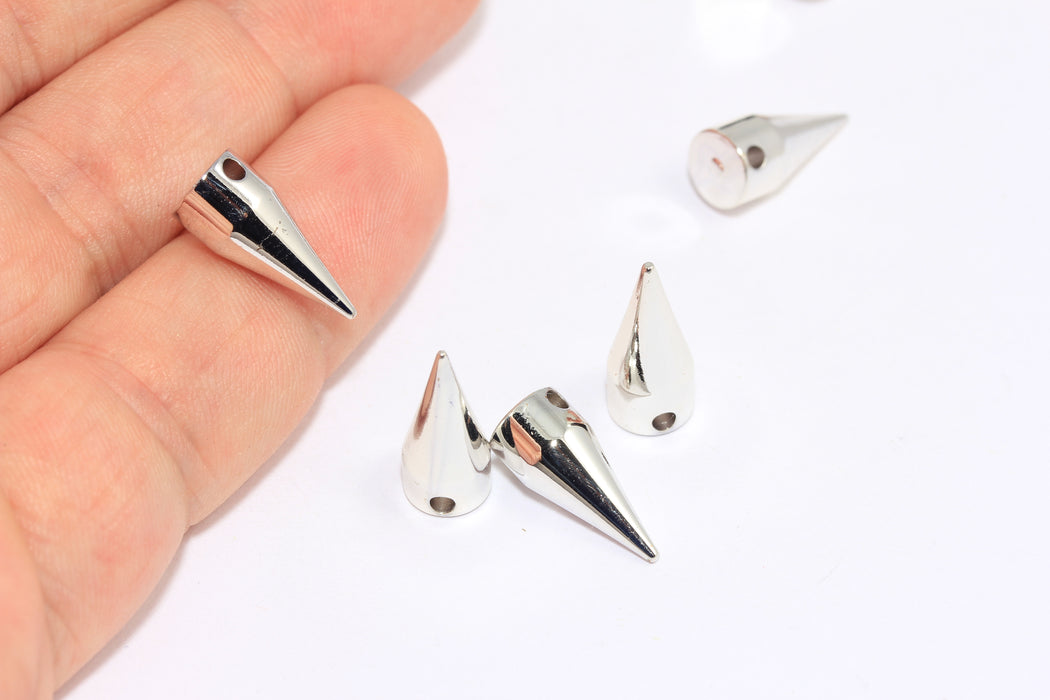 7x17mm Rodyum Kaplama Sivri Uçlu Tılsımlar, Uzun Çubuk, Sivri Uçlu Kolye Ucu, Konik Boncuklar, AE81