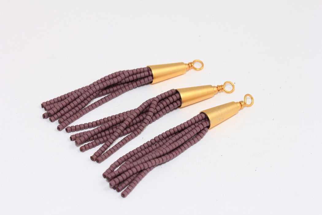 Purple Afghan Tassels, Long Beaded Tassels