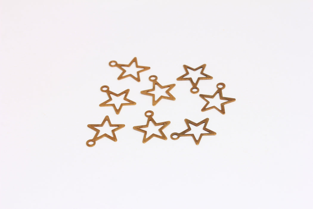 12x14mm Raw Brass Star Charms, Outline Star Pendant, Star Necklace, FNL55