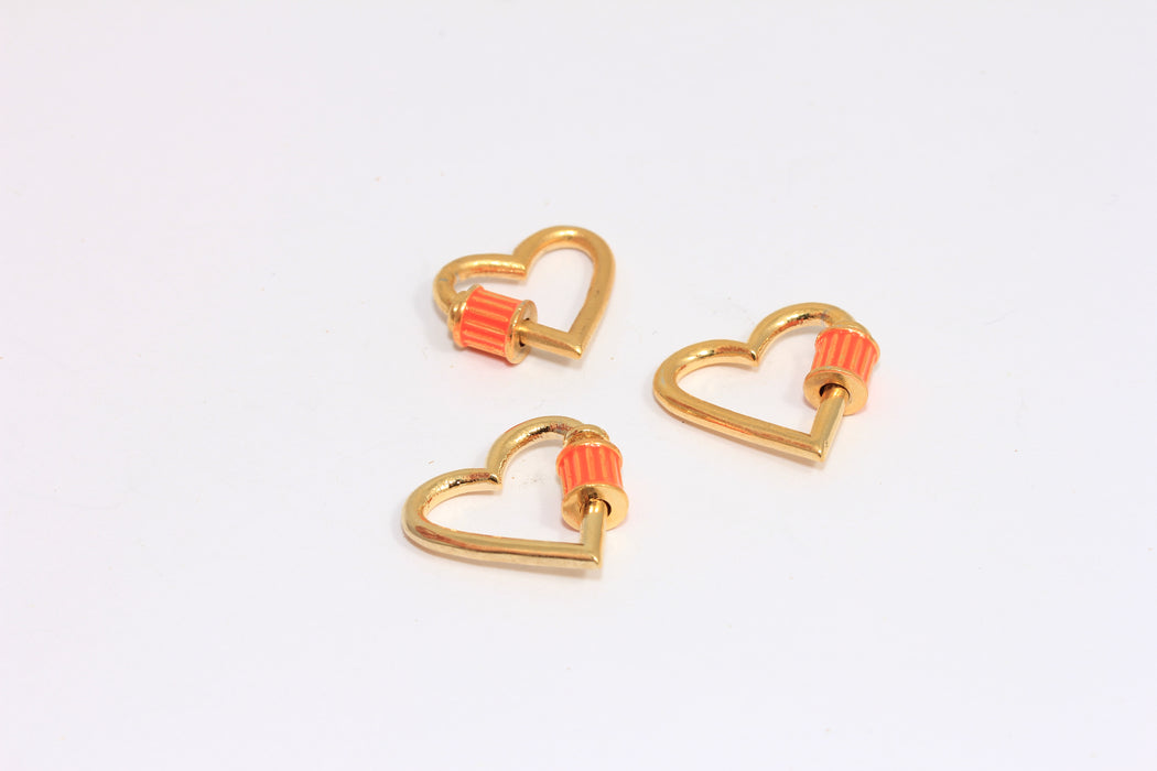 Shiny Gold Heart Screw Clasp Lock