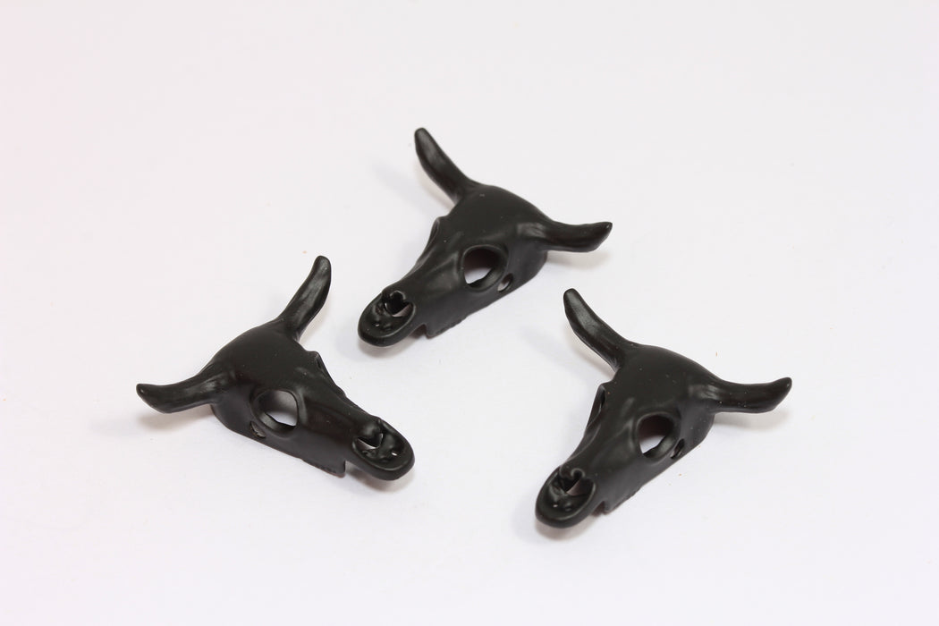 27x34 mm Mat Siyah Kaplama Sığır Tılsımı, Bufalo Kolye Ucu, Sığır Kafatası, Bufalo Kafatası Tılsımı, KDR60