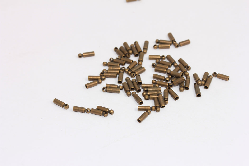 Antique Bronze End Caps, Inner Size 1,2mm, Mini Tube Bead Caps, Cord End Caps, FNL118