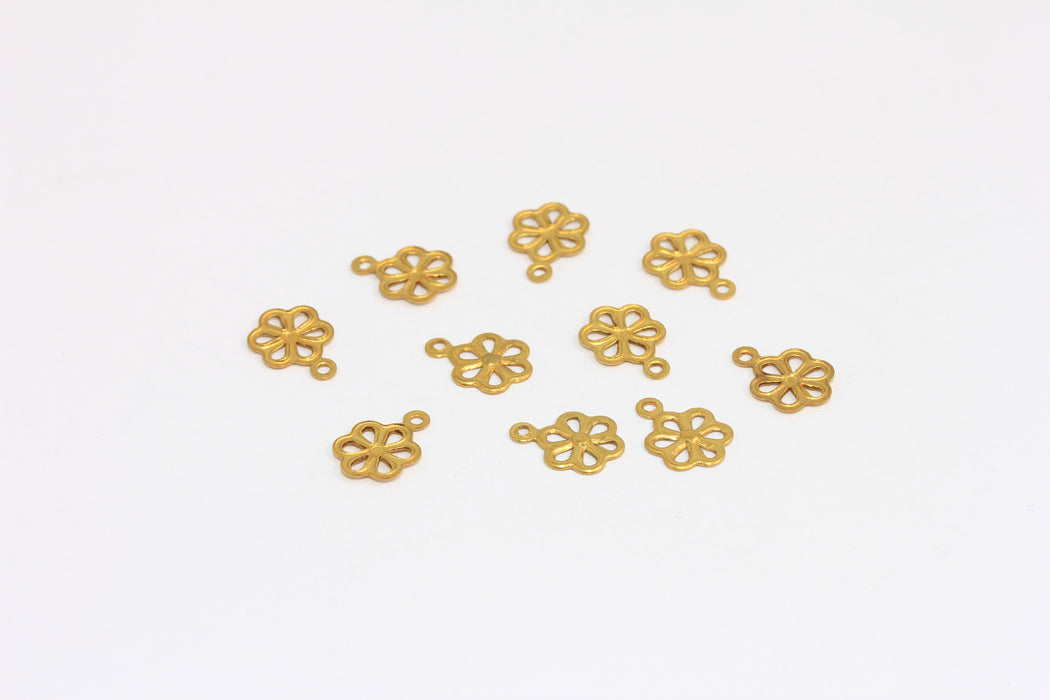 8mm Raw Brass Flower Pendant, Flower Coin Beads, Flower Bracelet Beads, FNL6