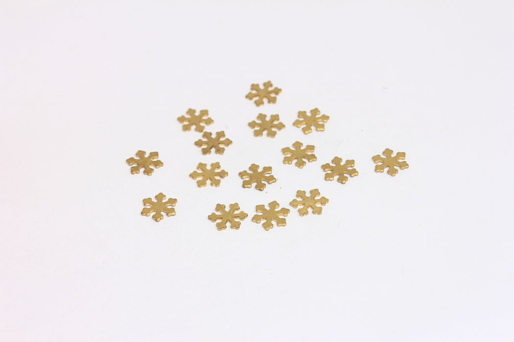 7mm Raw Brass Snowflake Charms, No Hole Snowflake Beads, Charms Without Holes, FNL107