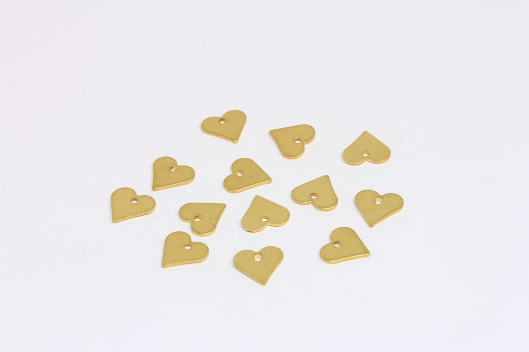 9mm Raw Brass Heart Charms, Heart Pendant, Stamping Blank Heart, FNL84