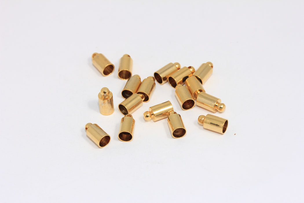 24k Shiny Gold Bead Caps, Inner Size 4,5mm, Cord End, Cord FNL154
