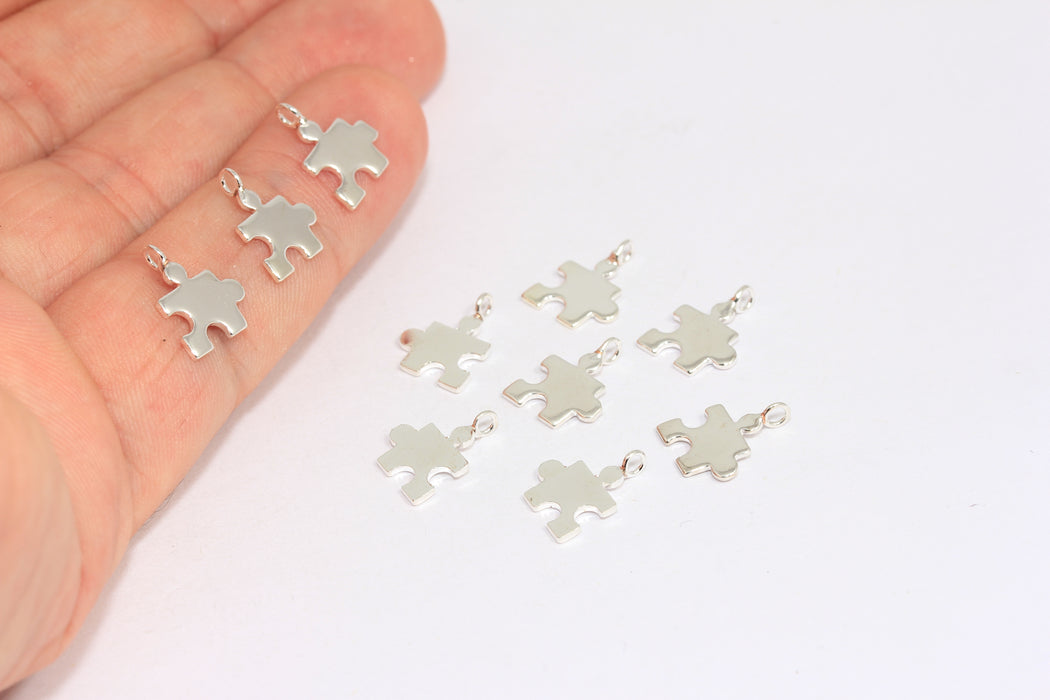 Ciondolo a forma di puzzle placcato argento da 10 mm, braccialetto a forma di puzzle, puzzle FNL161