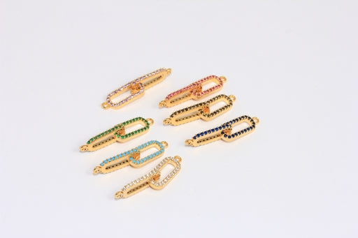 Shiny Gold CZ Chain Link Connector