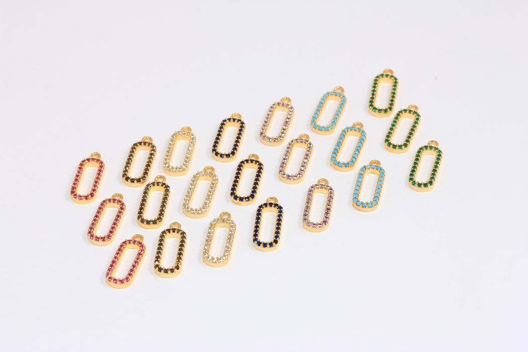 Shiny Gold CZ Chain Link Charms