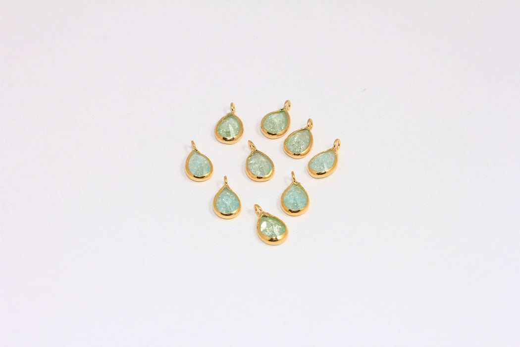 CZ Turquoise Drop Charms