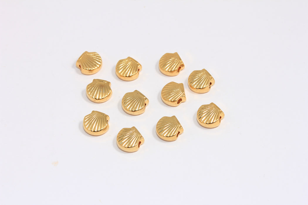 8x9mm 24 Ayar Parlak Altın Deniz Kabuğu Tılsımı, Deniz Kabuğu Kayar Boncuklar, Deniz Kabuğu Yaz Tılsımları, SLM457
