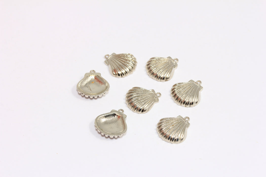 13x14 mm Rodyum Kaplama Deniz Kabuğu Tılsımı, Deniz Kabuğu Boncukları, Deniz Kabuğu Kolye Ucu, SLM408