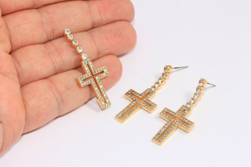 CZ Cross Stud Earrings, Micro Pave Cross Earrings