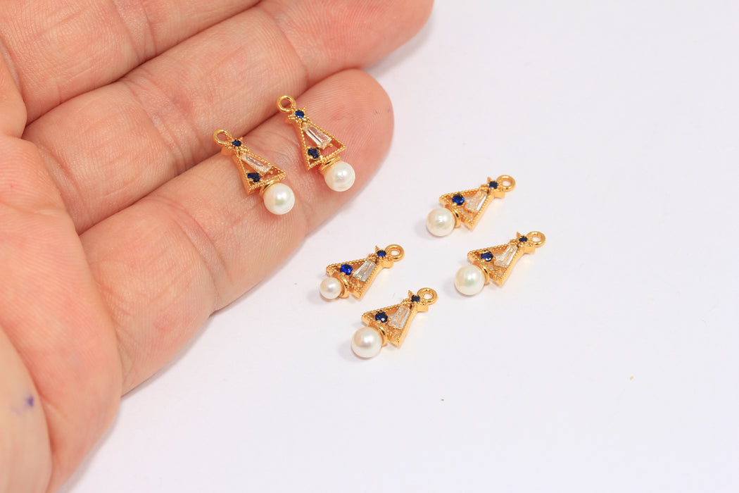 Shiny Gold CZ Christmas Tree Charms