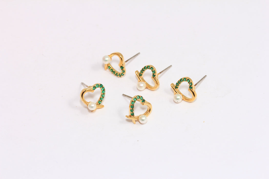 CZ Green Stone Stud Earrings