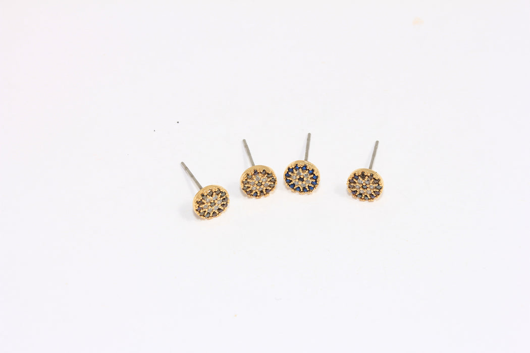 Micro Pave Black Stone Evil Eye Studs