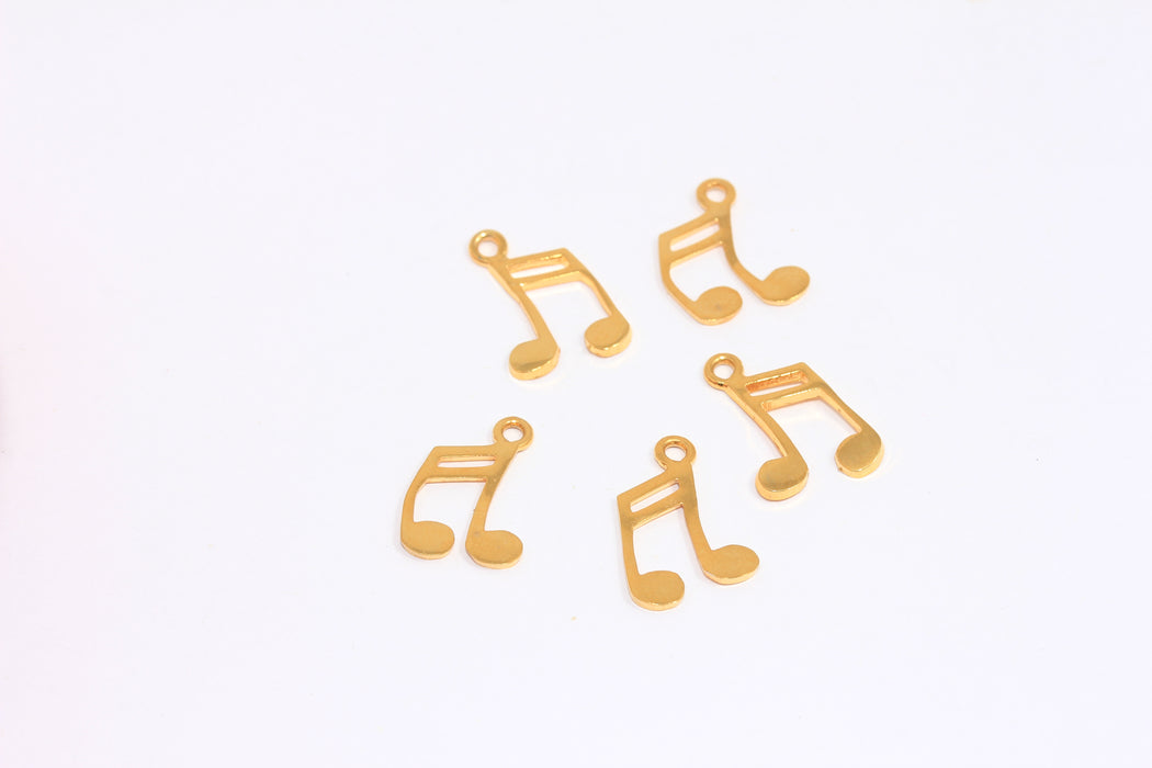 10x12mm 24 Ayar Parlak Altın Müzik Notası Tılsımı, Müzisyenler İçin Müzik Notası Boncukları, Müzik Notası Tılsımları, SLM716