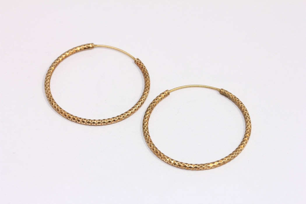 Textured Brass Dangle Earrings