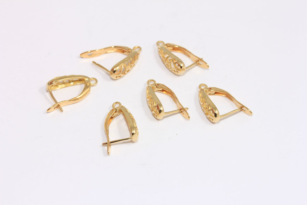 10x14mm Raw Brass Earrings, Lever Back Earrings, Drop Earrings, Earring Clasps, TBP23