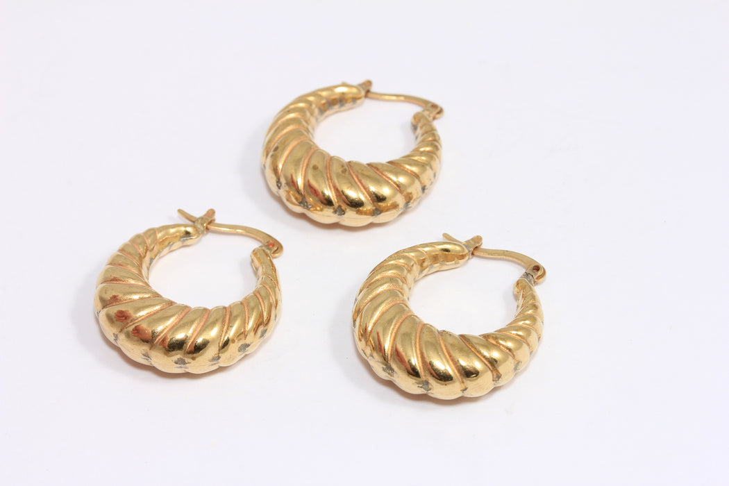 Braided Earring Hoops, Brass Midi Hoops