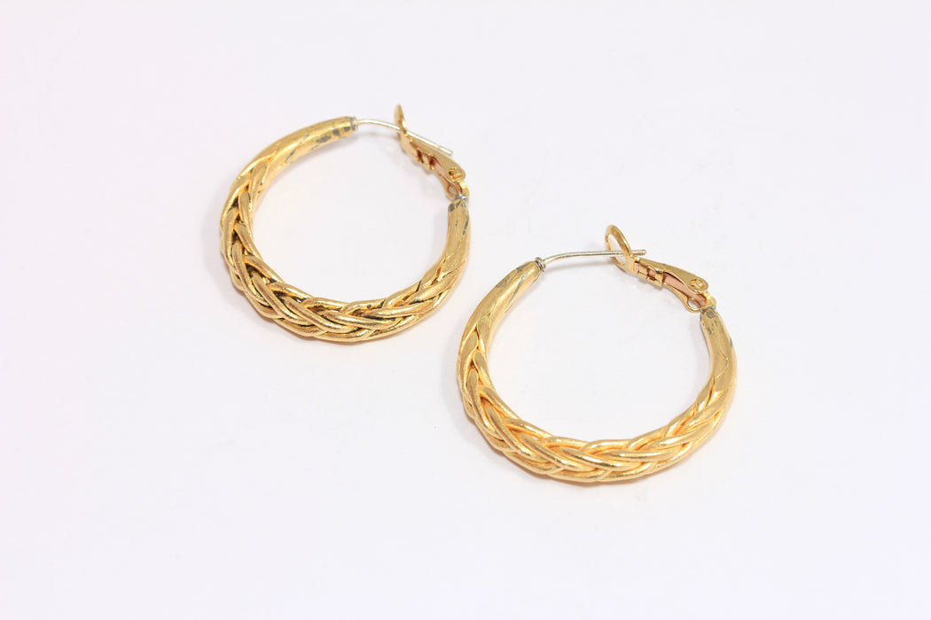 Braided Earring Hoops, Wide Twisted Wire Earring
