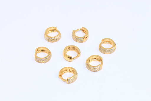 Micro Pave Huggie Hoops, CZ White Stone Color Hoops