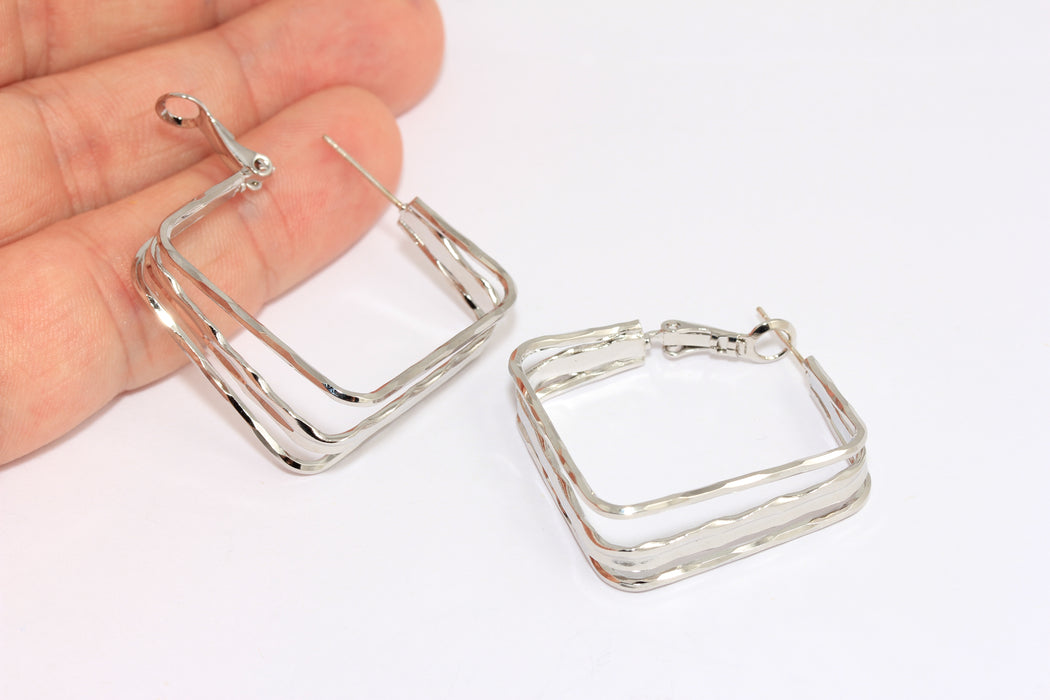 Large Hoops, Triple Wire Earrings