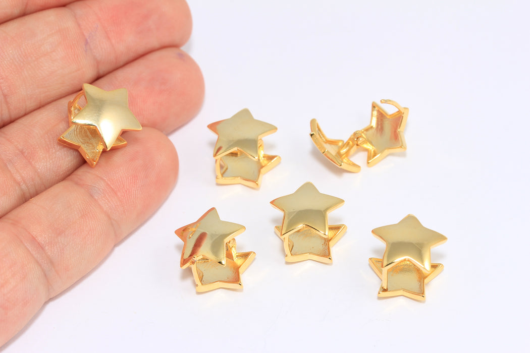 Star Earring Clasps, Gold Star Earrings