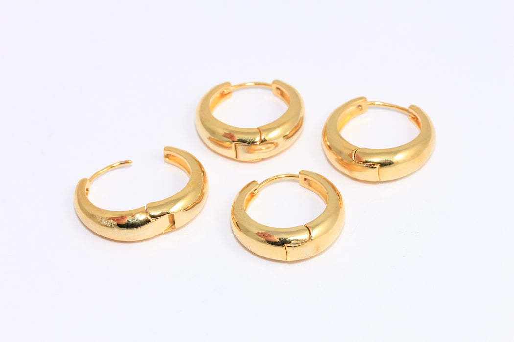 22mm 24k Shiny Gold Lever Back Earrings, Lever Back Findings, Gold Small Hoops, Earring Hoops, ROSE571