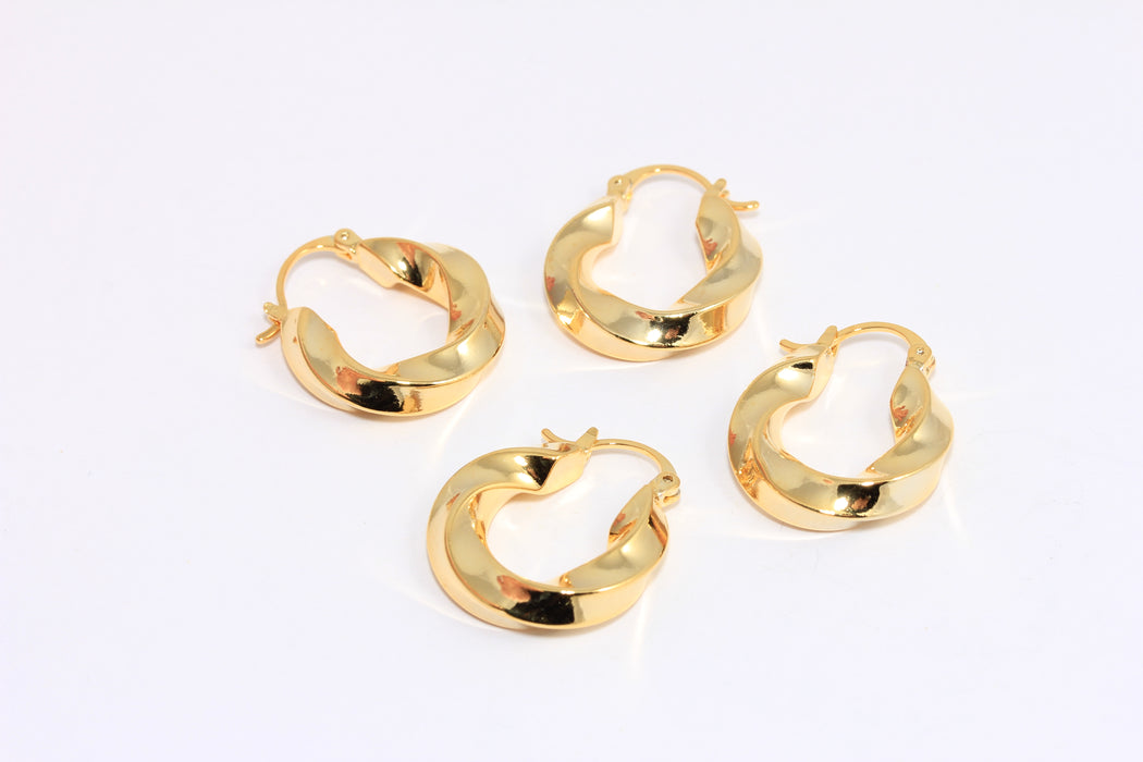 Twisted Wire Hoop Earrings, Midi Hoops