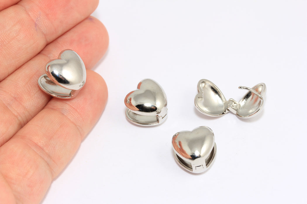 Heart Shaped Earring Clasps, Puffed Heart Earrings