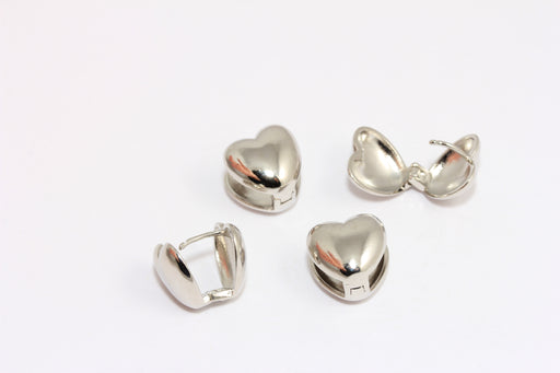 Heart Shaped Earring Clasps, Puffed Heart Earrings