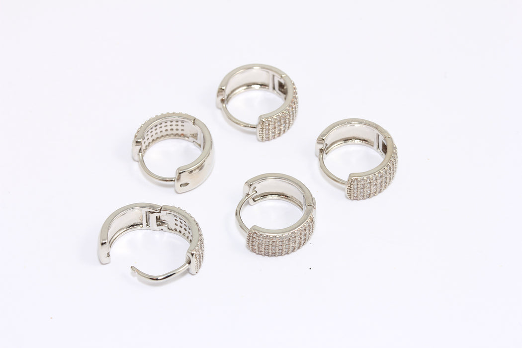 CZ Huggie Hoops Earrings, Micro Pave Hoop Earrings