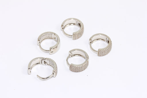CZ Huggie Hoops Earrings, Micro Pave Hoop Earrings