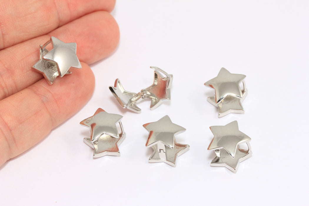 Star Earring Clasps, Star Shaped Puffed Earrings