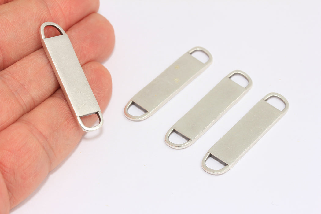 9x38mm Antik Gümüş Kaplama Çubuk, Dikdörtgen İsimlik Çubuğu, Bilezik Bağlantı Parçası, ROSE504