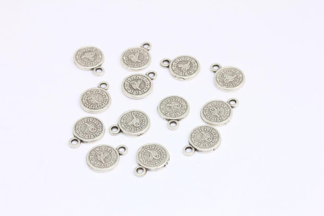 Disco ottomano in argento antico da 10 mm, gioielli ottomani, monete ottomane rotonde, ciondoli per braccialetti, ROSE331