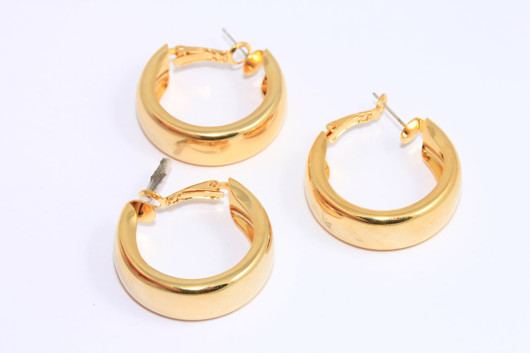 Dangle Earrings, Gold Midi Hoops, Tube Hoops