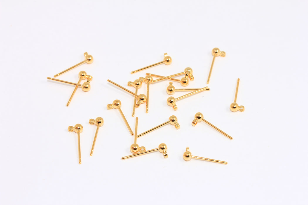 Ball Ear Post, Earring Post With Loop, Stud Earrings