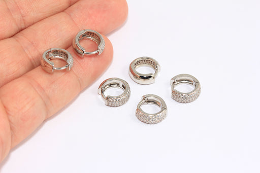 Small Hoops, CZ Huggie Hoops Earrings