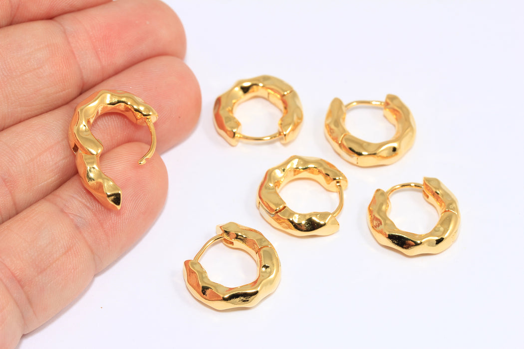 Drop Earrings, Thick Gold Hoops