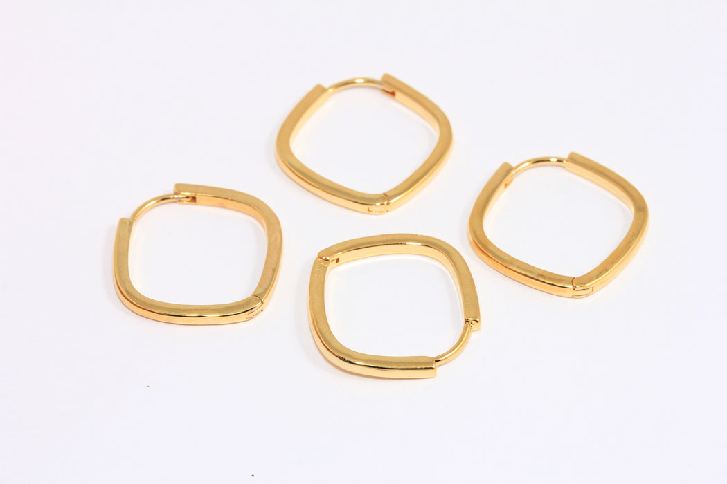 Square Shaped Earrings, Square Lever Back