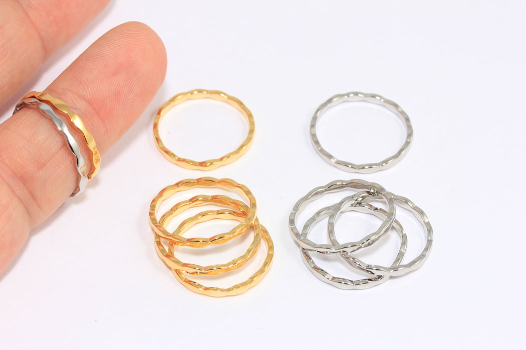 17mm 24k Shiny Gold Or Rhodium Linear Ring, Half Ball Closed Rings, MLS1145